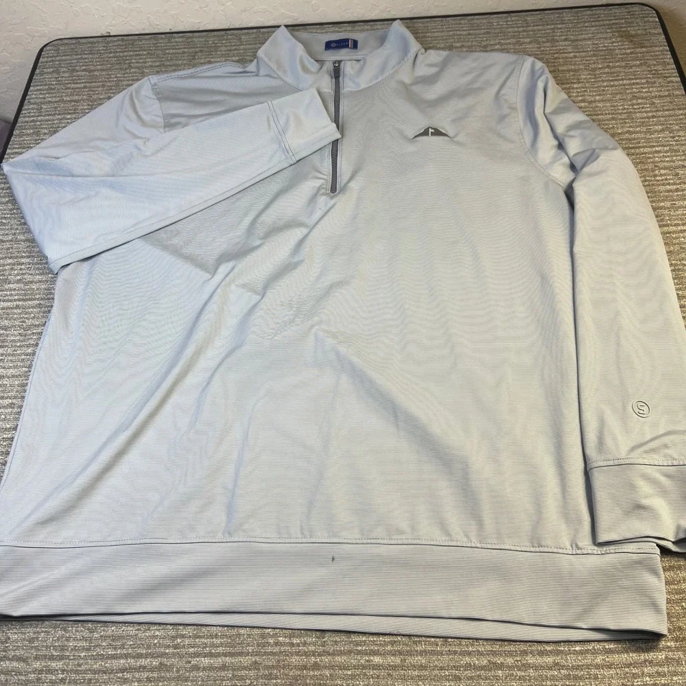 Stitch Golf Quarter Zip Pullover Performance Stripe Active Top Mens Small Grey